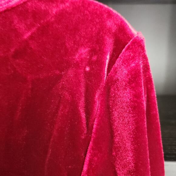 HALARA Everyday Deep V Neck Long Sleeve Ruffled Velvet Dress Small Medium NWT - Picture 6 of 8